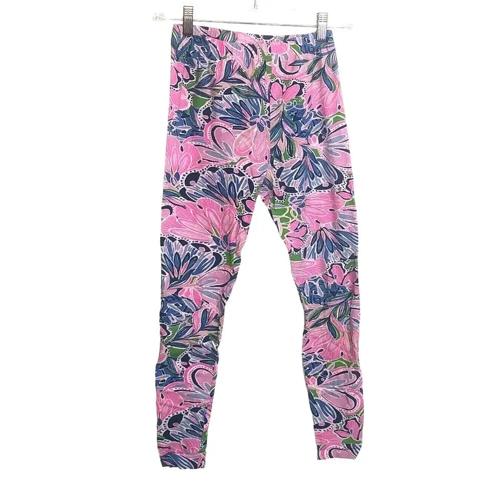 Lilly Pulitzer Corso Pajama Pant Girls Size 12 Gecko Green Print Pink Blue Heart